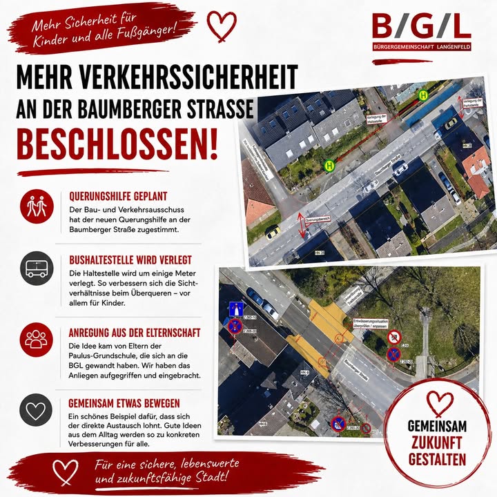 🚸 Mehr Verkehrssicherheit an der Baumberger Straße beschlossen!