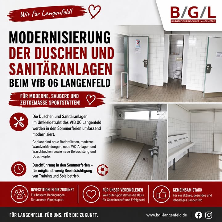 🚿 Sanierung der Duschen und Sanitäranlagen beim VfB 06 Langenfeld