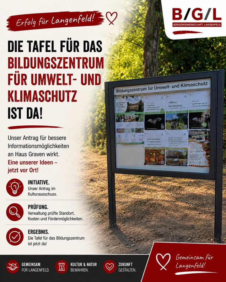 Unser Antrag wird sichtbar: Neue Infotafel an Haus Graven