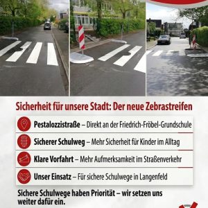 Wir begrüßen den neuen Zebrastreifen an der Pestalozzistraße – in…