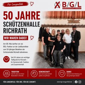 Am 08. Mai durften wir als B/G/L-Fraktion an der Jubiläumsfeier…