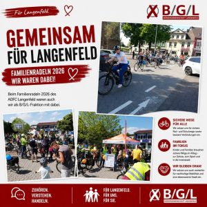 Beim Familienradeln 2026 des ADFC Langenfeld war auch die B/G/L-Fraktion mit dabei. 🚲