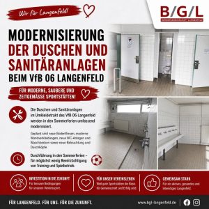 🚿 Sanierung der Duschen und Sanitäranlagen beim VfB 06 Langenfeld