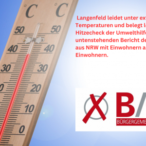 Langenfeld leidet unter extrem hohen Temperaturen und belegt leider Platz 3 im Hitzecheck der Umwelthilfe